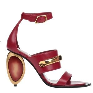 NEW ALEXANDER MCQUEEN Peak Leather Sandals US6 Heel Made in Italy